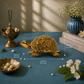 Decorative Tortoise Showpiece with Floral Shell | Antique Brass Finish