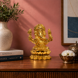 Lord Ganesha Idol With Lotus – 24K Gold & 999 Silver Plated