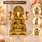 Lord Ganesha Idol with Halo and Mouse | Antique Golden Brass Finish
