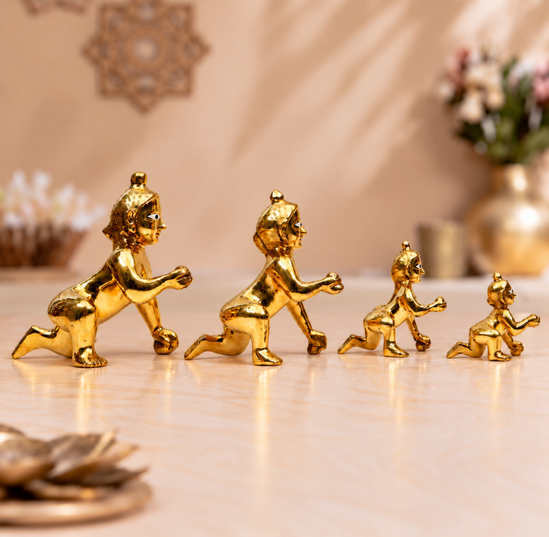 Set of 4 Bal Krishna Crawling Idols