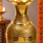 Engraved Decorative Brass Flower Vase | Polished Golden Finish