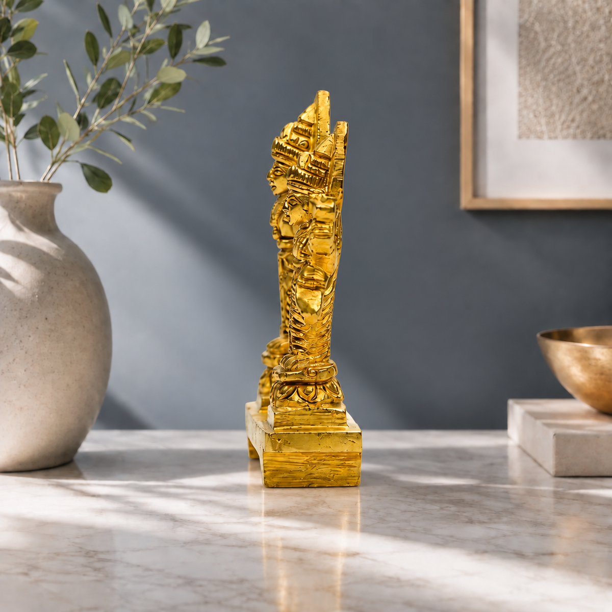 Lord Venkateswara & Goddess Padmavati Showpiece | Polished Brass Finish