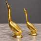 Decorative Long-Neck Bird Figurine Set of 3 | Polished Golden Brass Finish
