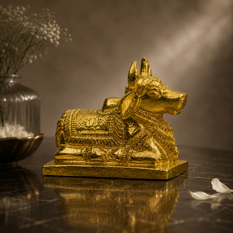 Nandi Bull Showpiece | Polished Brass Finish