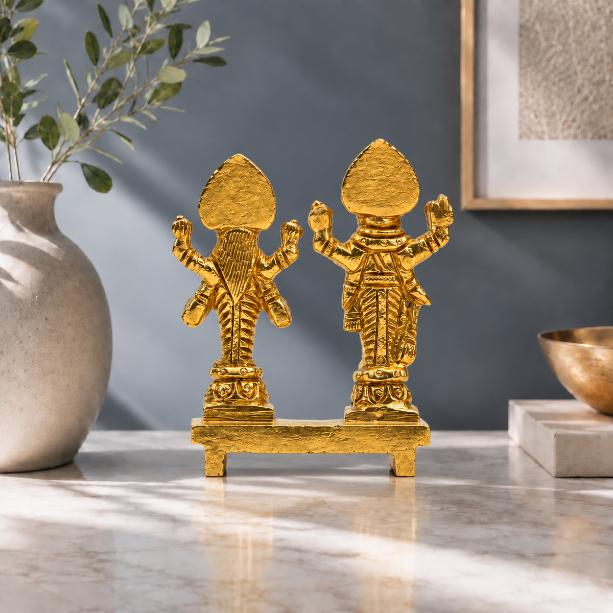 Lord Venkateswara & Goddess Padmavati Showpiece | Polished Brass Finish