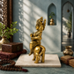 Goddess Durga Seated on Lion Idol | Antique Golden Brass Finish