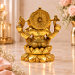 Antique Gold Lord Ganesha Statue on Lotus Pedestal | Traditional Spiritual Décor