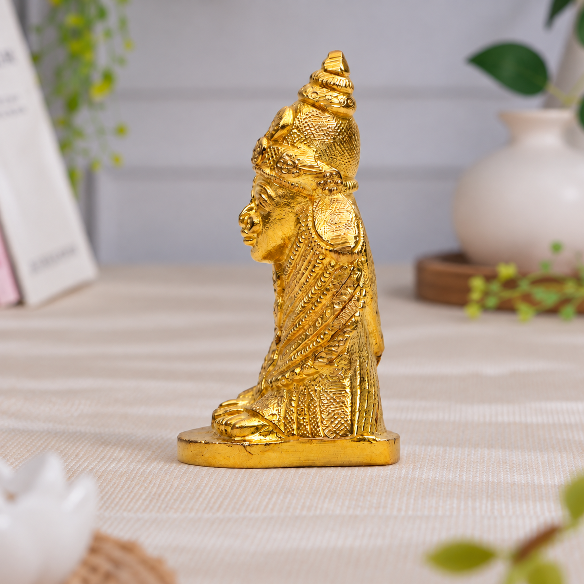 Kolhapur Mahalaxmi Ambabai Idol | Polished Golden Brass Finish