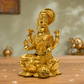 Goddess Lakshmi on Lotus with Wealth Kalash Idol | Antique Brass Finish