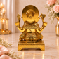 Lord Ganesha Idol with Halo and Mouse | Antique Golden Brass Finish