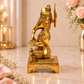 Lord Ganesha Idol with Halo and Mouse | Antique Golden Brass Finish