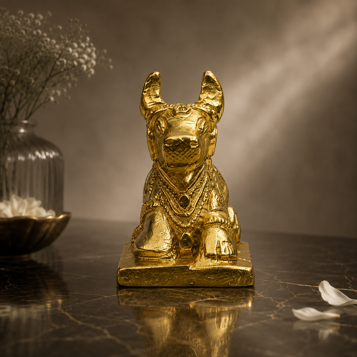 Nandi Bull Showpiece | Polished Brass Finish