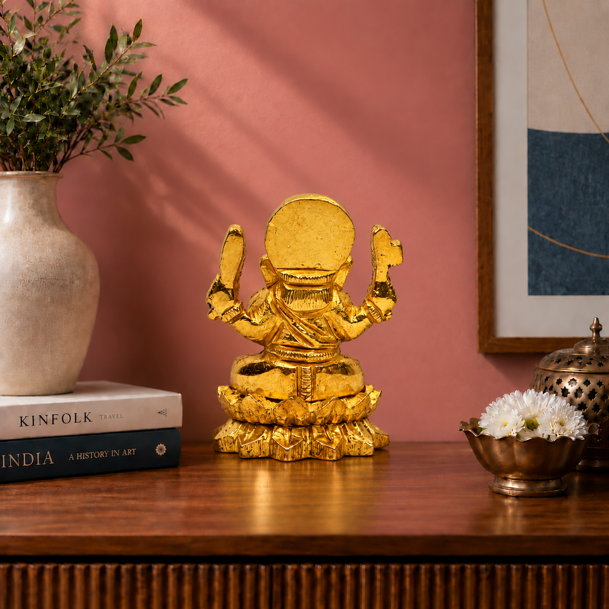 Lord Ganesha Idol With Lotus – 24K Gold & 999 Silver Plated