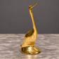 Decorative Long-Neck Bird Figurine Set of 3 | Polished Golden Brass Finish