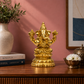 Lord Ganesha Sitting on Lotus Showpiece | Polished Brass Finish