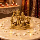 Shiva Parivar Family Idol with Ganesha & Kartikeya | Antique Golden Brass Finish