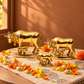 Gau Mata with Calf Idol Set of 3 | Polished Golden Brass Finish
