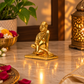 Sri Ramanujacharya Seated Saint Idol | Antique Golden Brass Finish