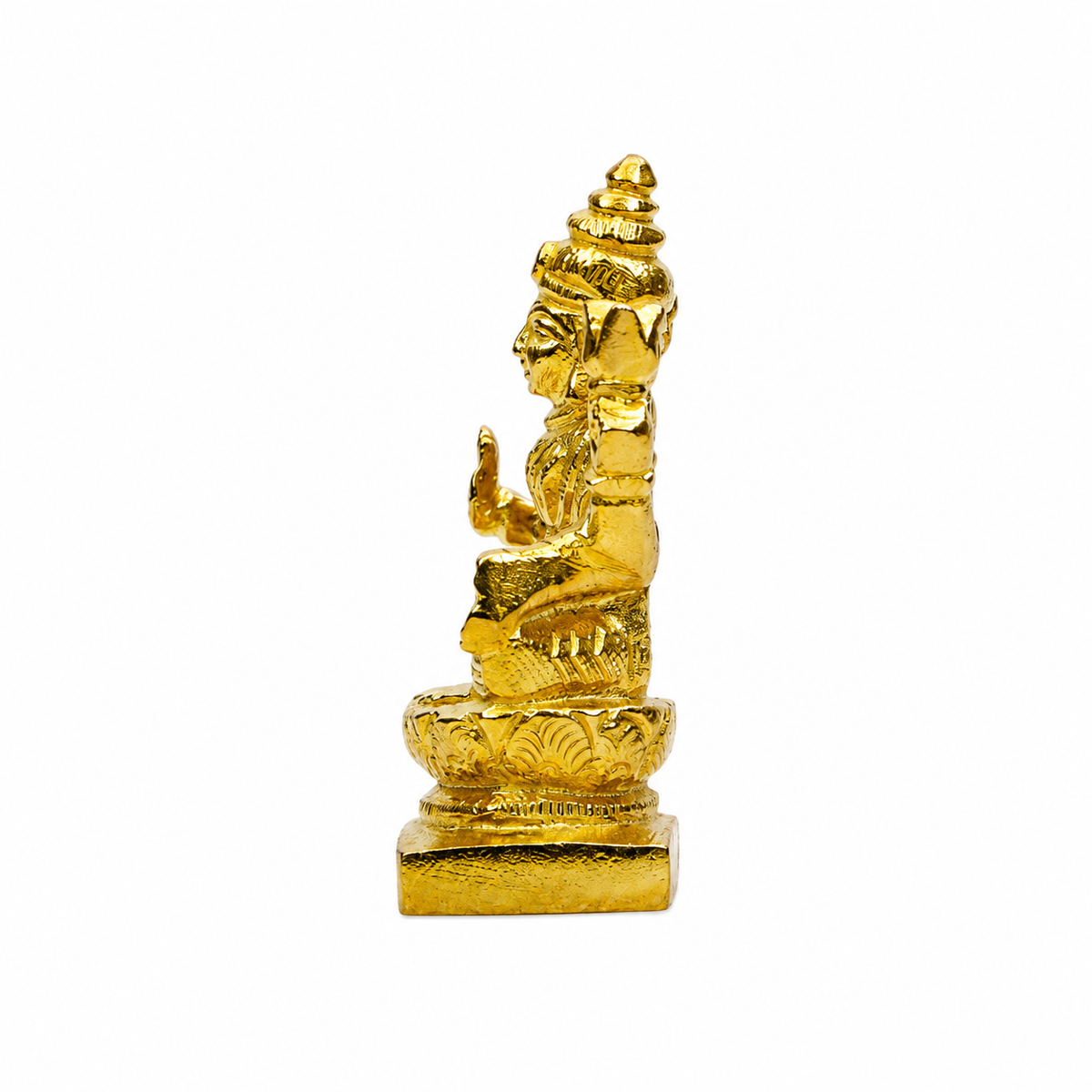 Goddess Lakshmi Seated on Lotus Idol | Polished Golden Brass Finish