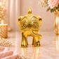 Decorative Elephant with Raised Trunk Figurine | Antique Golden Brass Finish