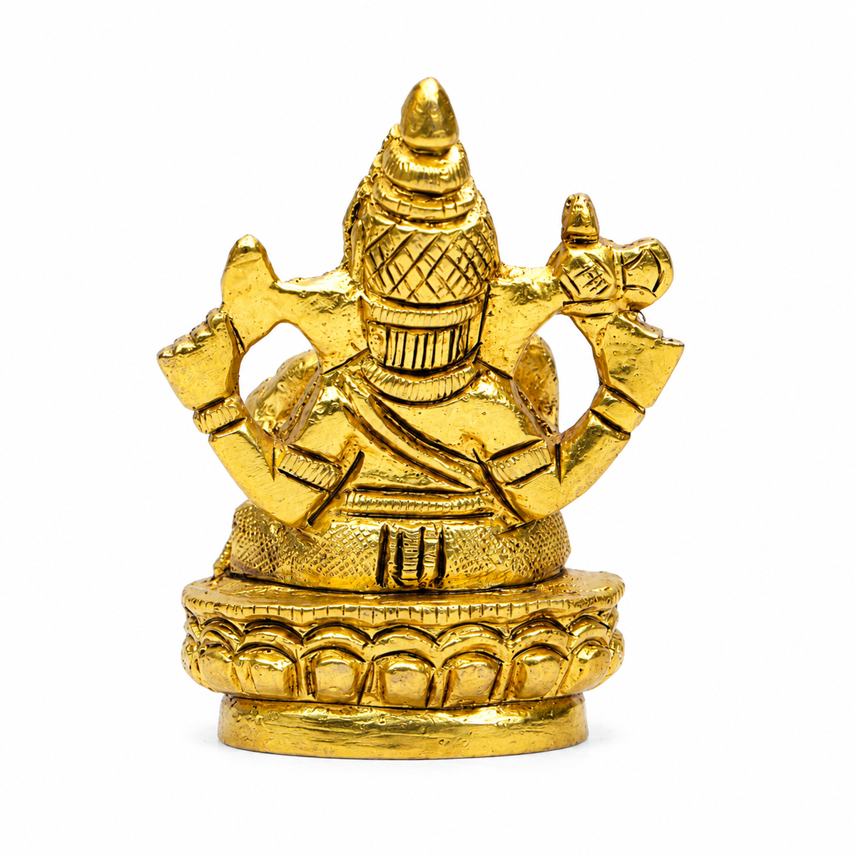 Lord Ganesh Lotus Pedestal Murti | Premium Golden Finish