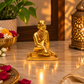 Sri Ramanujacharya Seated Saint Idol | Antique Golden Brass Finish