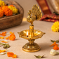 Peacock Decorative Diya Stand | Antique Golden Brass Finish