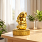Antique Golden Lord Ganesha Idol on Decorative Base | Traditional Spiritual Décor