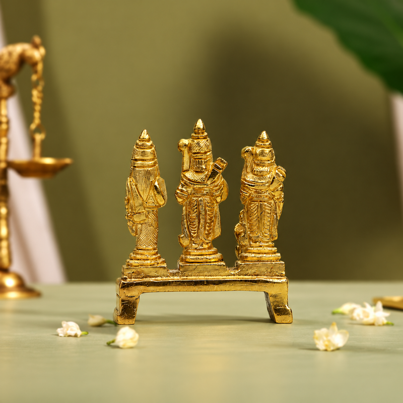 Ram Darbar with Hanuman Idol | Antique Golden Brass Finish