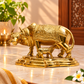 Ornate Gau Mata with Calf Idol | Polished Golden Brass Finish
