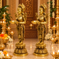 Deepa Lakshmi Standing Diya Holder Idol Set of 2 | Antique Golden Brass Finish