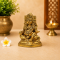 Lord Krishna Seated Idol | Antique Golden Brass Finish
