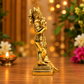 Radha Krishna Standing with Flute Idol | Antique Golden Brass Finish