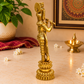 Lord Krishna Playing Flute Standing Idol | Antique Golden Brass Finish