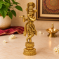 Lord Krishna Playing Flute Standing Idol | Antique Golden Brass Finish