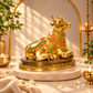 Decorative Nandi Bull Idol | Golden Brass Finish with Multicolour Detailing
