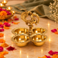 Peacock Four Bowl Decorative Serving & Puja Set | Golden Brass Finish
