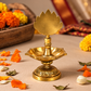 Peacock Decorative Diya Stand | Antique Golden Brass Finish