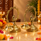 Peacock Hanging Diya Stand Set of 2 | Antique Golden Brass Finish