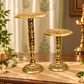 Decorative Brass Pedestal Stand Set of 2 | Antique Golden Finish