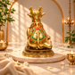 Decorative Nandi Bull Idol | Golden Brass Finish with Multicolour Detailing