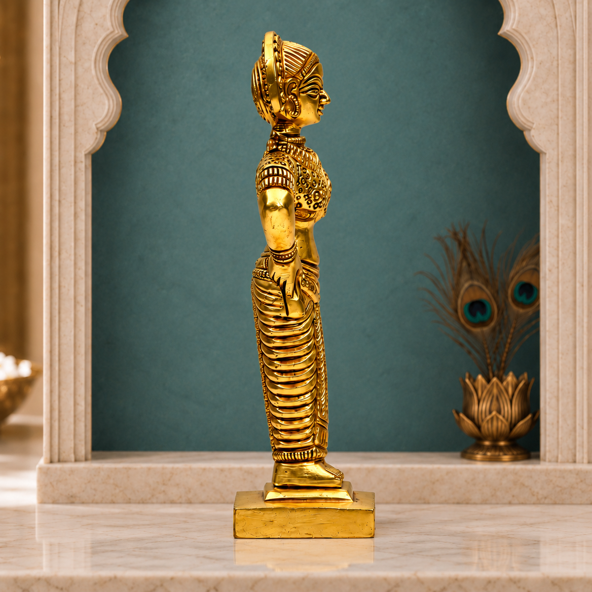 Panduranga Vitthal Murti | Traditional Golden Religious Statue with Antique Finish