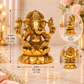 Antique Gold Lord Ganesha Statue on Lotus Pedestal | Traditional Spiritual Décor