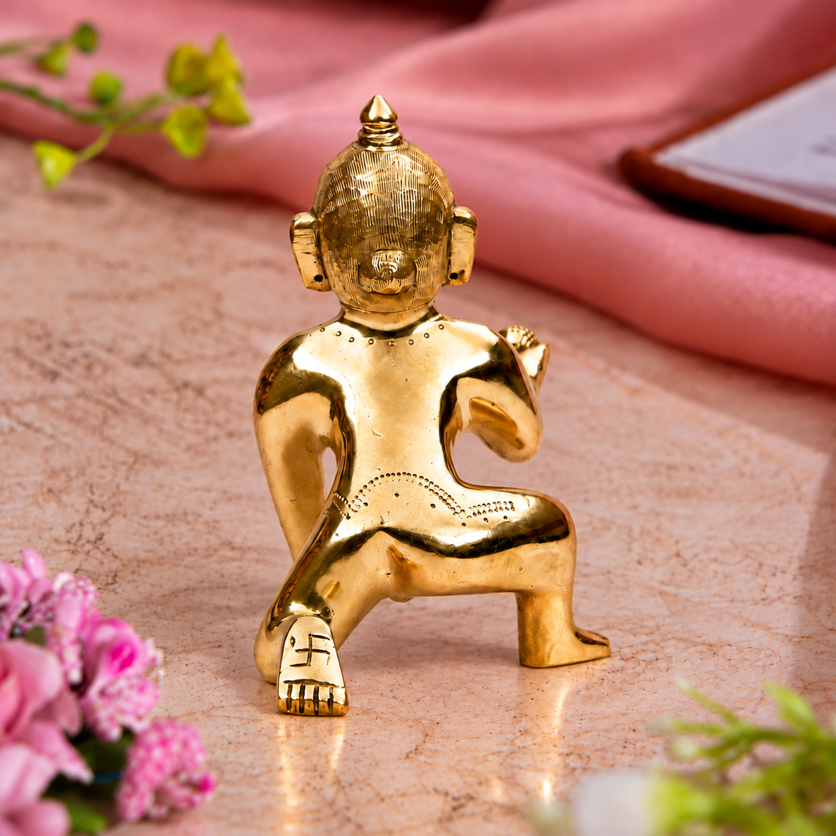 Bal Krishna Crawling Idol | Polished Golden Brass Finish