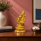 Lord Ganesha Sitting on Lotus Showpiece | Polished Brass Finish