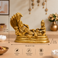 Lord Vishnu Reclining on Sheshnag with Goddess Lakshmi Idol | Antique Golden Brass Finish