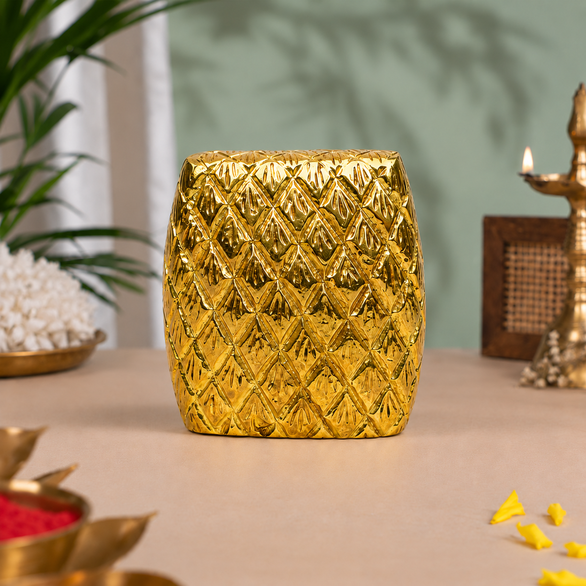 Uluka (Sacred Owl of Goddess Lakshmi) Showpiece | Polished Brass Finish