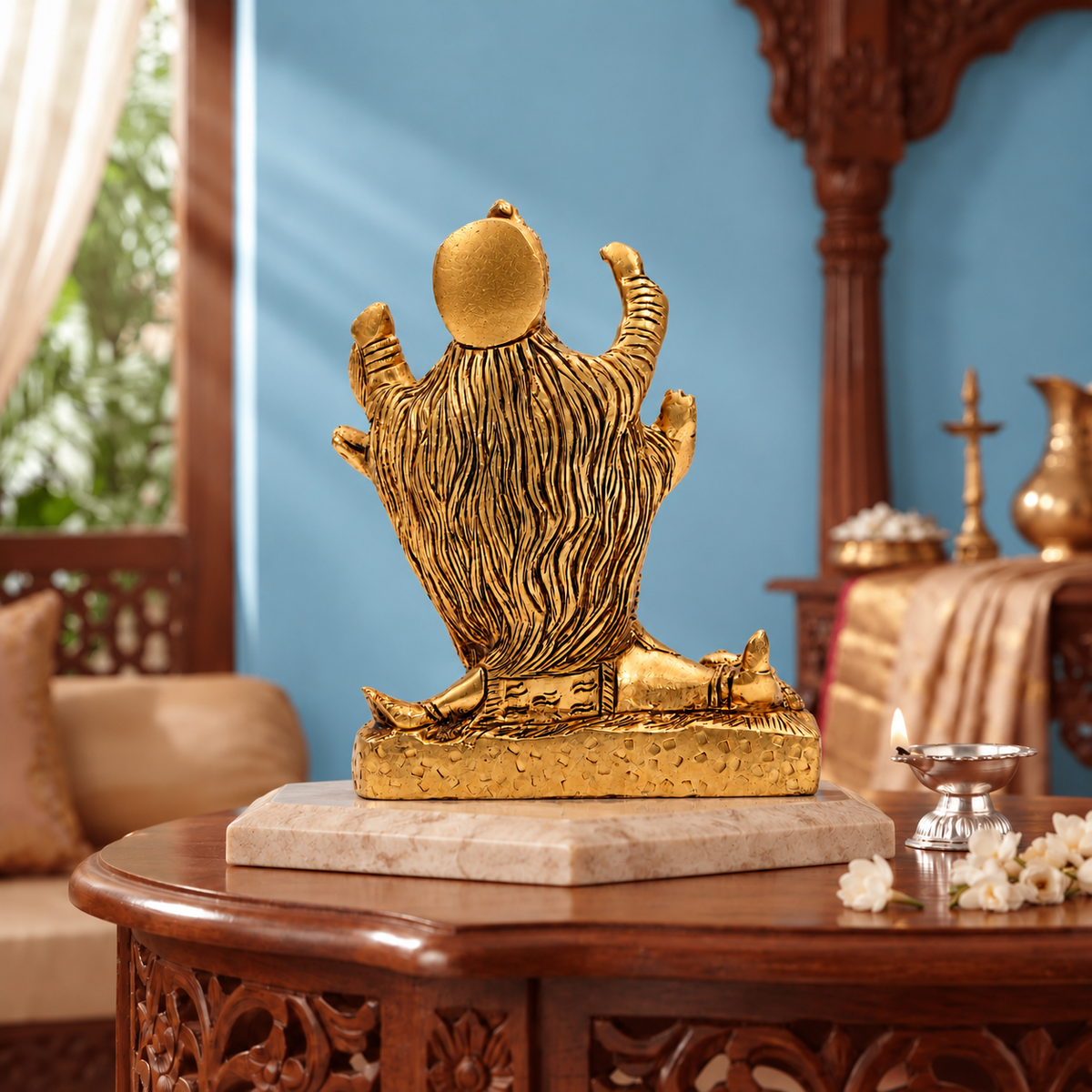 Maa Kali Standing on Lord Shiva Idol | Antique Brass Finish