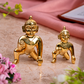 Set of 2 Bal Krishna Crawling Idols | Polished Golden Brass Finish