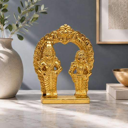 Lord Venkateswara with Goddess Padmavati Showpiece | Polished Brass Finish